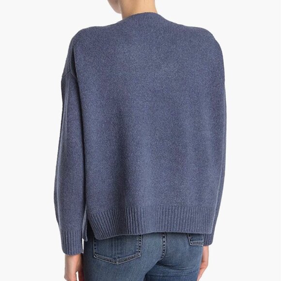 VINCE Oversize V-Neck Sweater Womens XXS Stormy Blue Textured Soft Knit Pullover - Picture 9 of 10